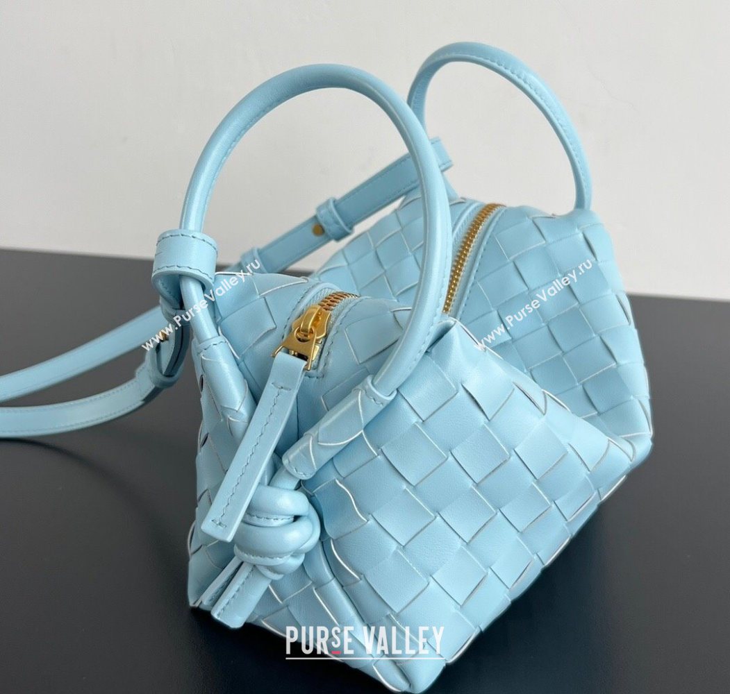 Bottega Veneta Small Loop Cross-Body Bag in Intrecciato Leather 796615 Zenith Blue 2025 (WT-250624036)