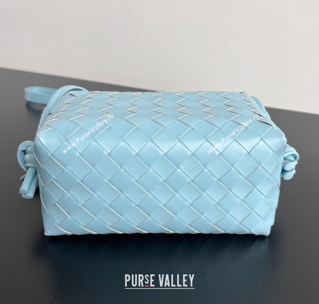 Bottega Veneta Small Loop Cross-Body Bag in Intrecciato Leather 796615 Zenith Blue 2025 (WT-250624036)