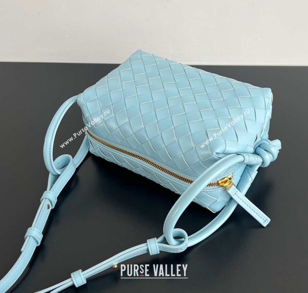 Bottega Veneta Small Loop Cross-Body Bag in Intrecciato Leather 796615 Zenith Blue 2025 (WT-250624036)