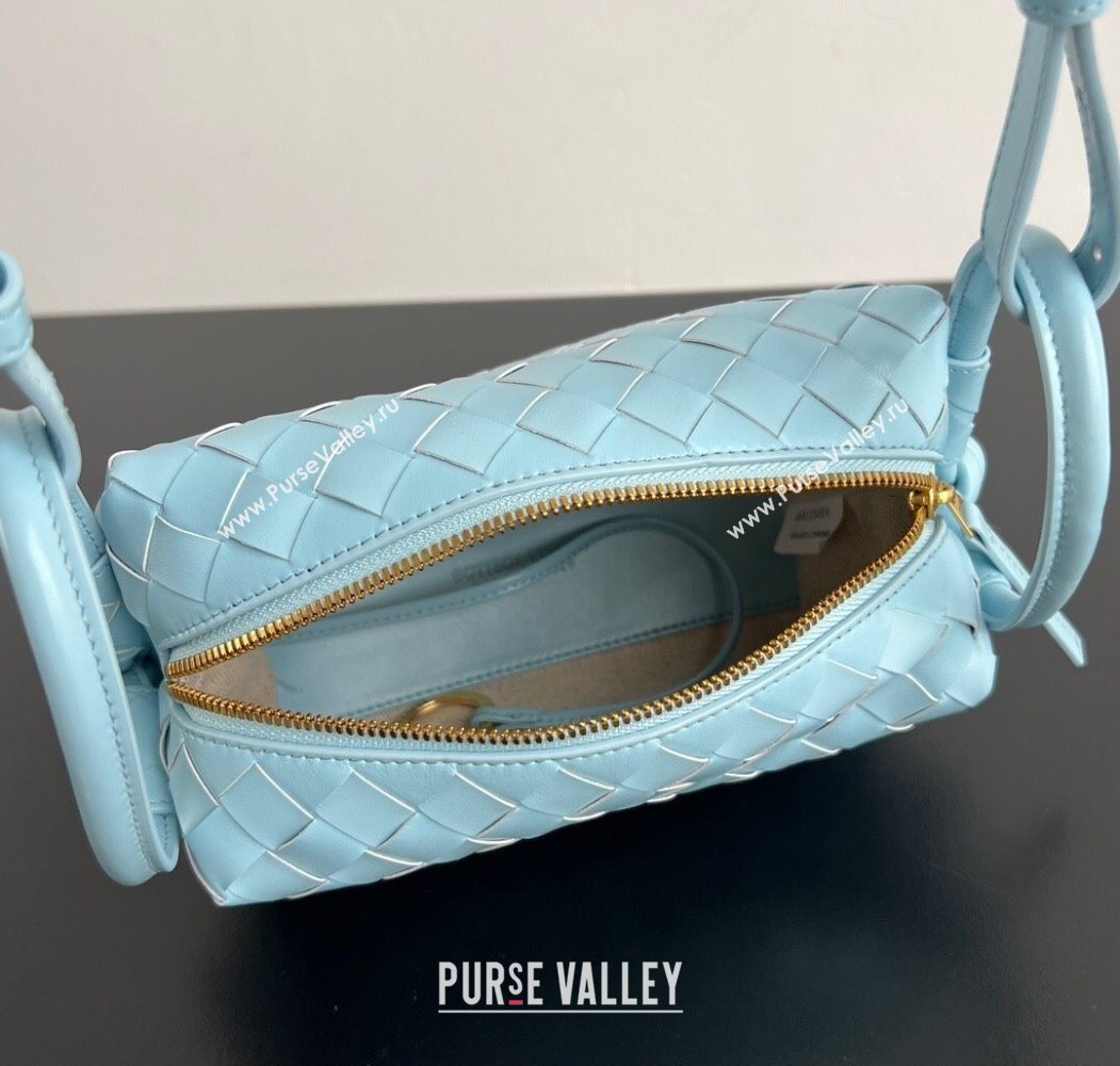 Bottega Veneta Small Loop Cross-Body Bag in Intrecciato Leather 796615 Zenith Blue 2025 (WT-250624036)