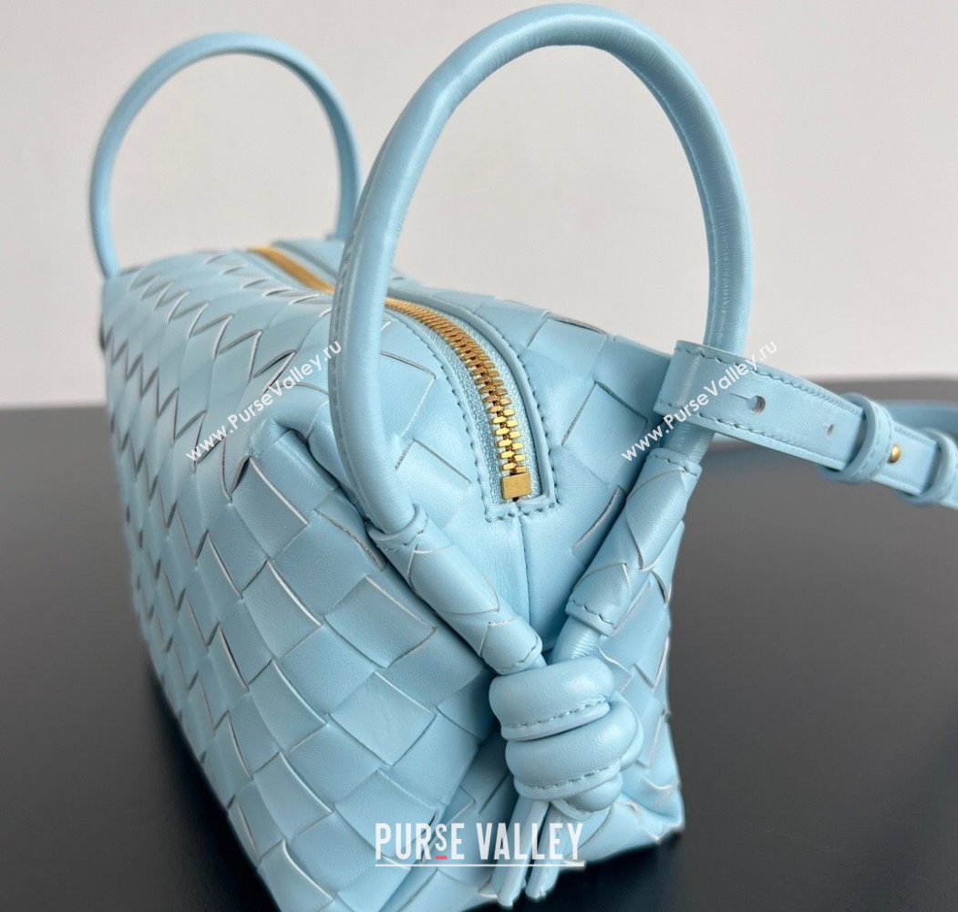 Bottega Veneta Small Loop Cross-Body Bag in Intrecciato Leather 796615 Zenith Blue 2025 (WT-250624036)