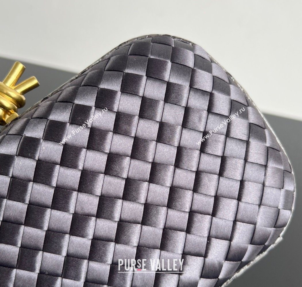 Bottega Veneta Classic Knot Clutch in Intreccio Satin Dark Grey 2025 BV062501 (YX-250625012)