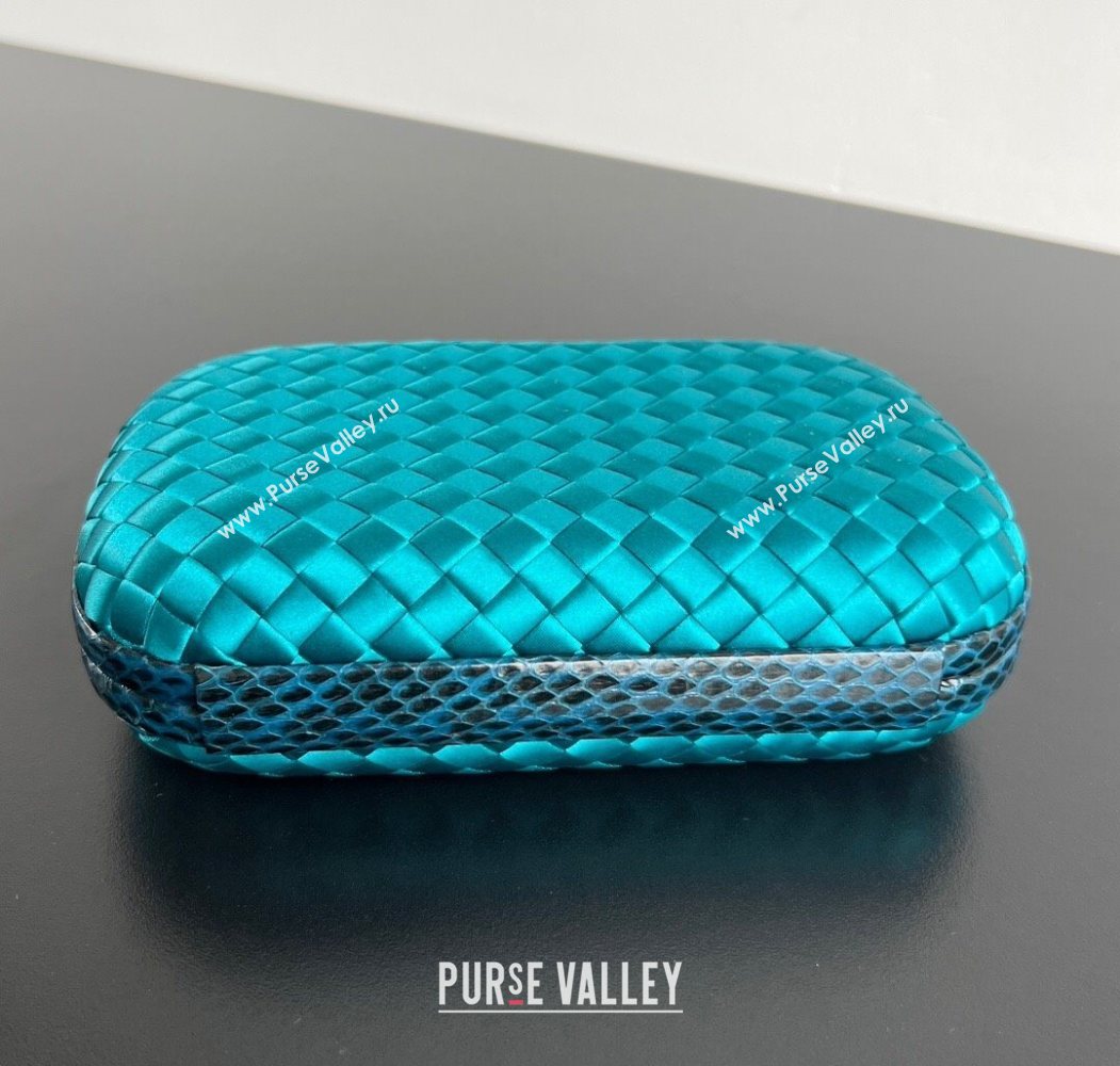 Bottega Veneta Classic Knot Clutch in Intreccio Satin Blue 02 2025 BV062501 (YX-250625002)