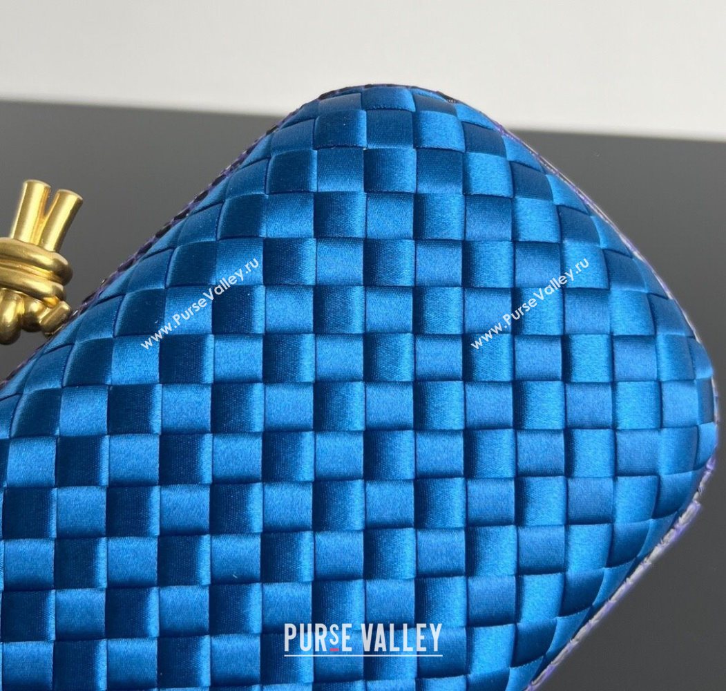 Bottega Veneta Classic Knot Clutch in Intreccio Satin Blue 16 2025 BV062501 (YX-250625016)