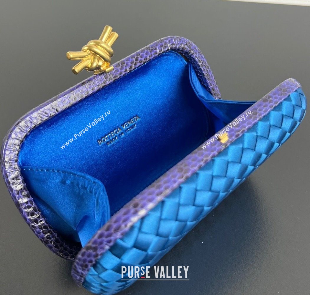 Bottega Veneta Classic Knot Clutch in Intreccio Satin Blue 16 2025 BV062501 (YX-250625016)