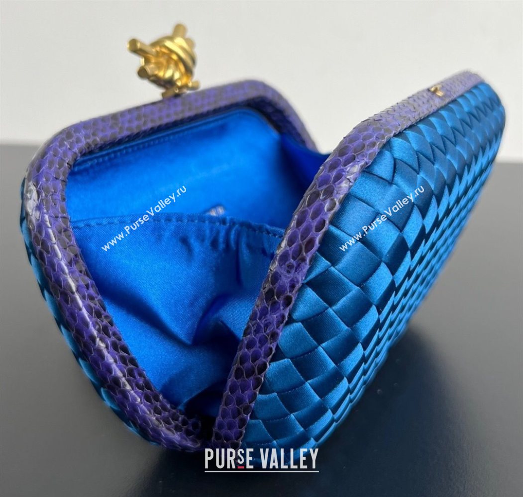 Bottega Veneta Classic Knot Clutch in Intreccio Satin Blue 16 2025 BV062501 (YX-250625016)