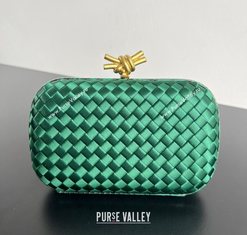 Bottega Veneta Classic Knot Clutch in Intreccio Satin Green 18 2025 BV062501 (YX-250625018)