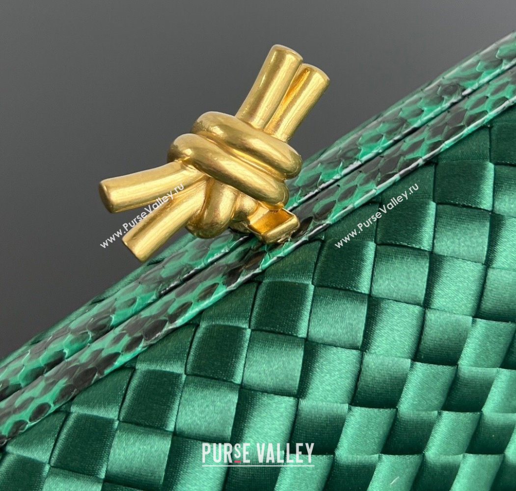 Bottega Veneta Classic Knot Clutch in Intreccio Satin Green 18 2025 BV062501 (YX-250625018)