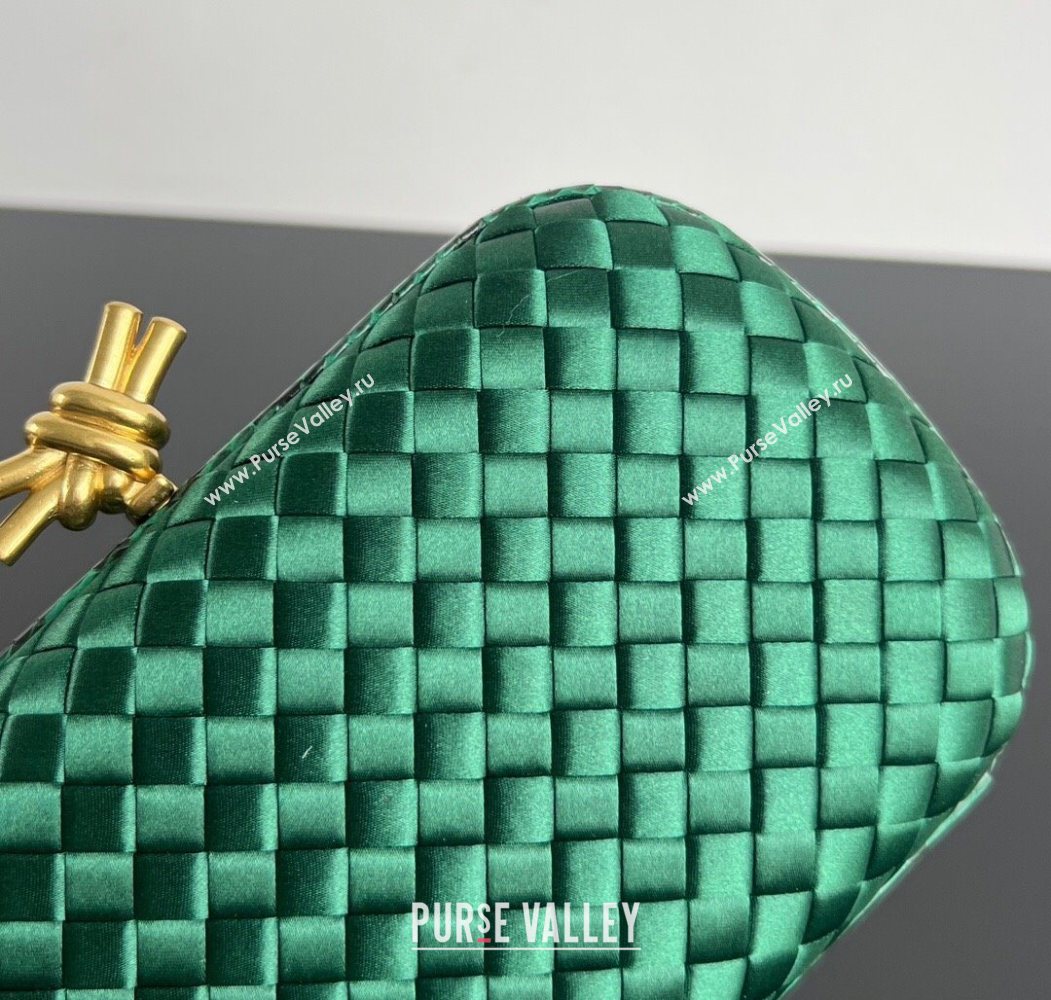 Bottega Veneta Classic Knot Clutch in Intreccio Satin Green 18 2025 BV062501 (YX-250625018)