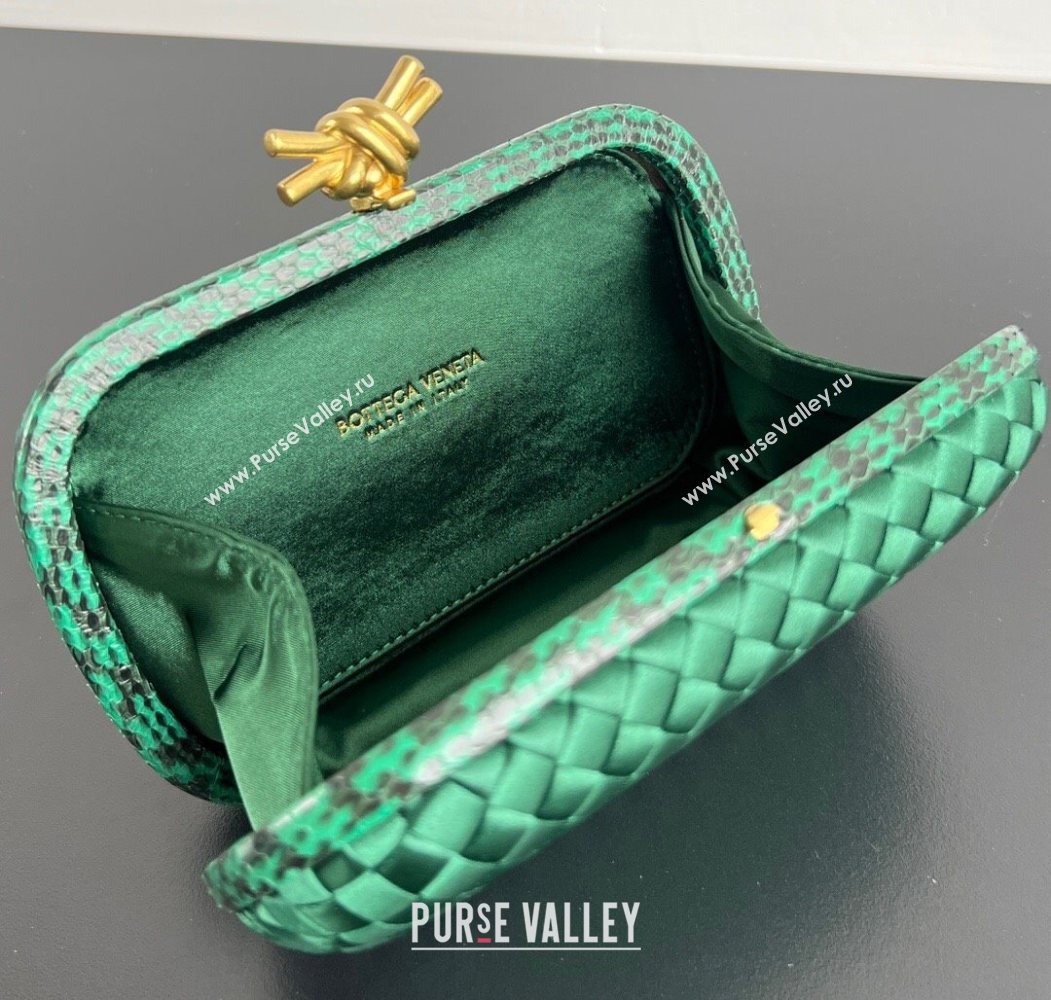 Bottega Veneta Classic Knot Clutch in Intreccio Satin Green 18 2025 BV062501 (YX-250625018)
