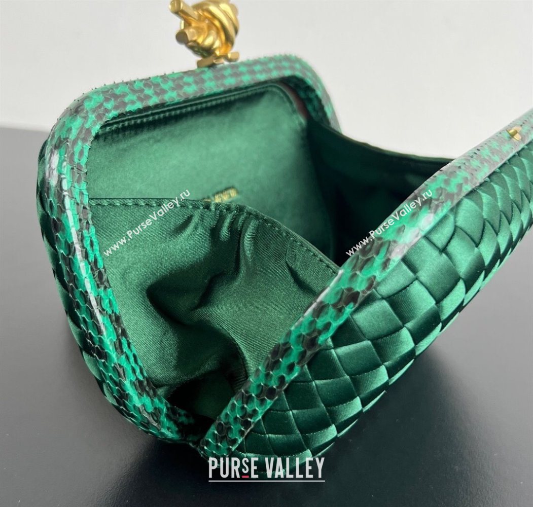 Bottega Veneta Classic Knot Clutch in Intreccio Satin Green 18 2025 BV062501 (YX-250625018)