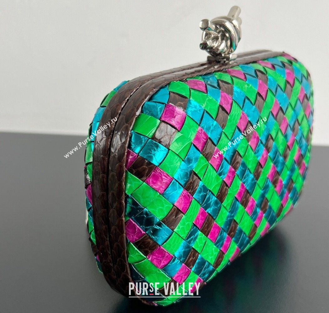 Bottega Veneta Classic Knot Clutch in Intreccio Snakeskin Leather Multicolor 2025 BV062501 (YX-250625024)