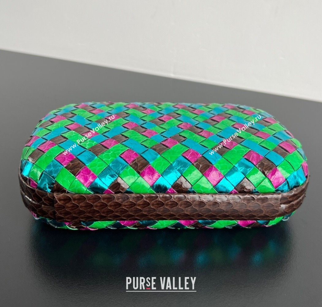 Bottega Veneta Classic Knot Clutch in Intreccio Snakeskin Leather Multicolor 2025 BV062501 (YX-250625024)
