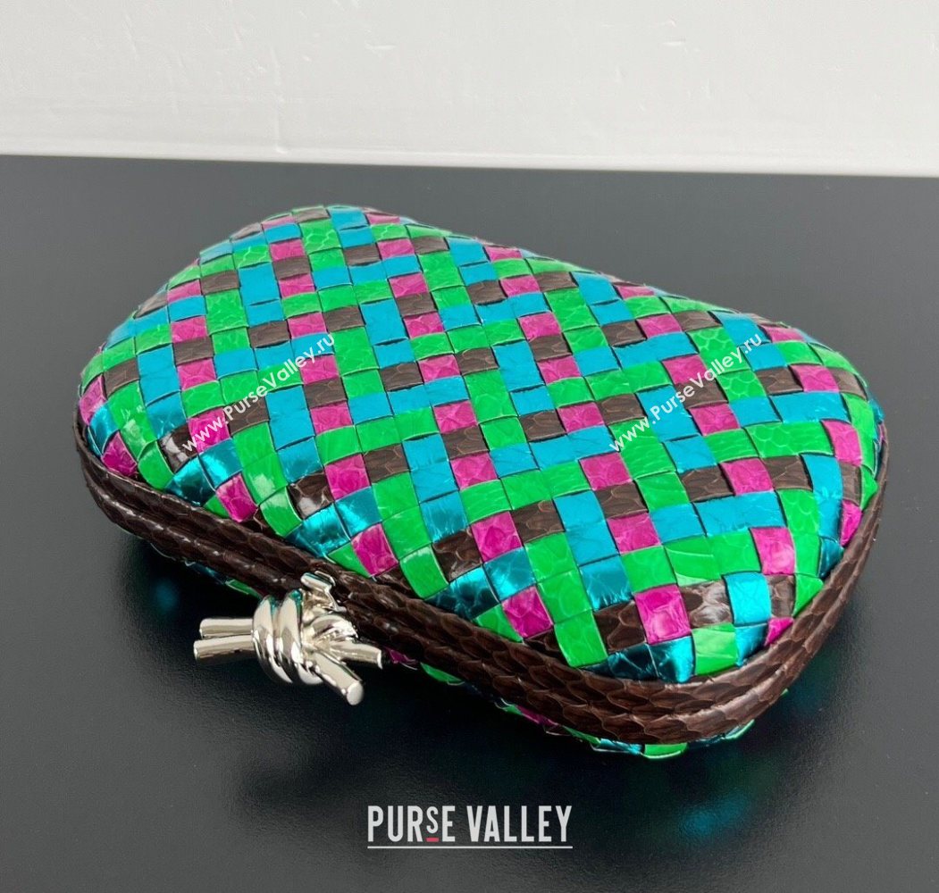 Bottega Veneta Classic Knot Clutch in Intreccio Snakeskin Leather Multicolor 2025 BV062501 (YX-250625024)