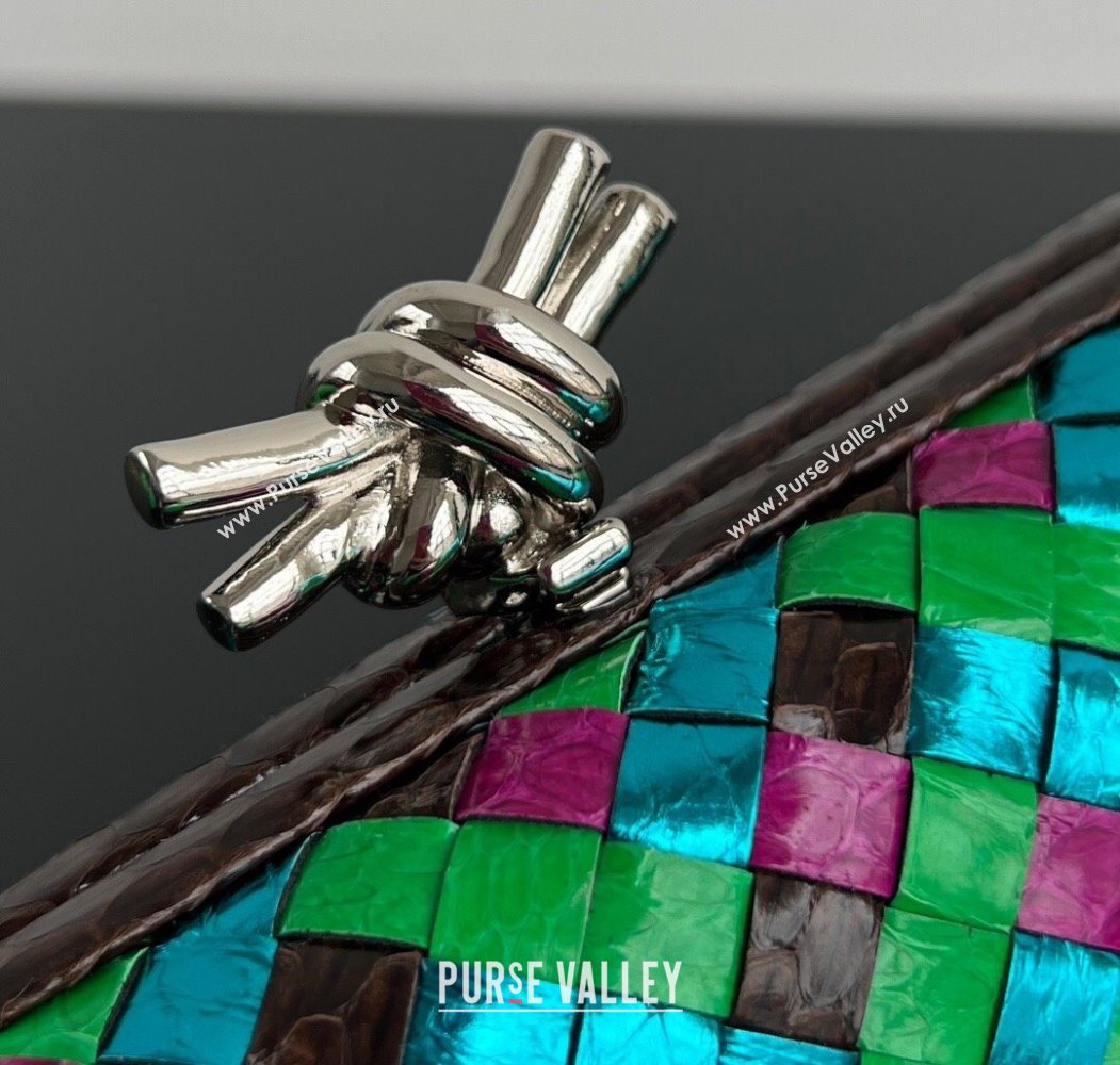 Bottega Veneta Classic Knot Clutch in Intreccio Snakeskin Leather Multicolor 2025 BV062501 (YX-250625024)