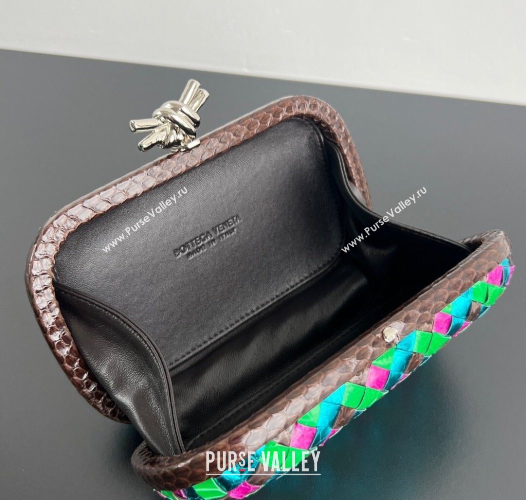 Bottega Veneta Classic Knot Clutch in Intreccio Snakeskin Leather Multicolor 2025 BV062501 (YX-250625024)