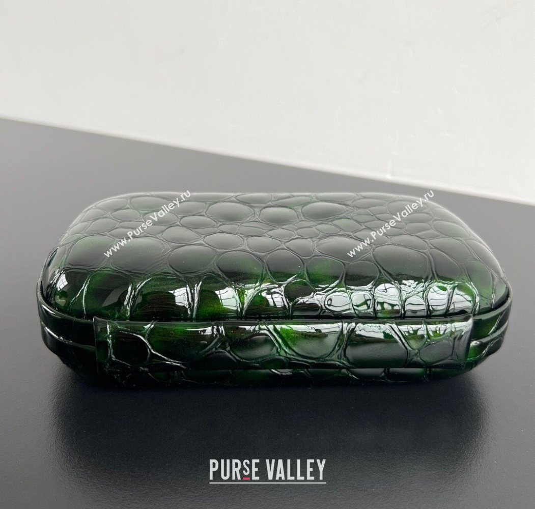 Bottega Veneta Classic Knot Clutch in Crocodile Embossed Leather Green 2025 BV062501 (YX-250625026)