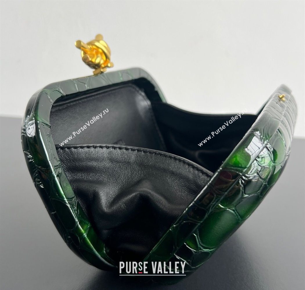 Bottega Veneta Classic Knot Clutch in Crocodile Embossed Leather Green 2025 BV062501 (YX-250625026)