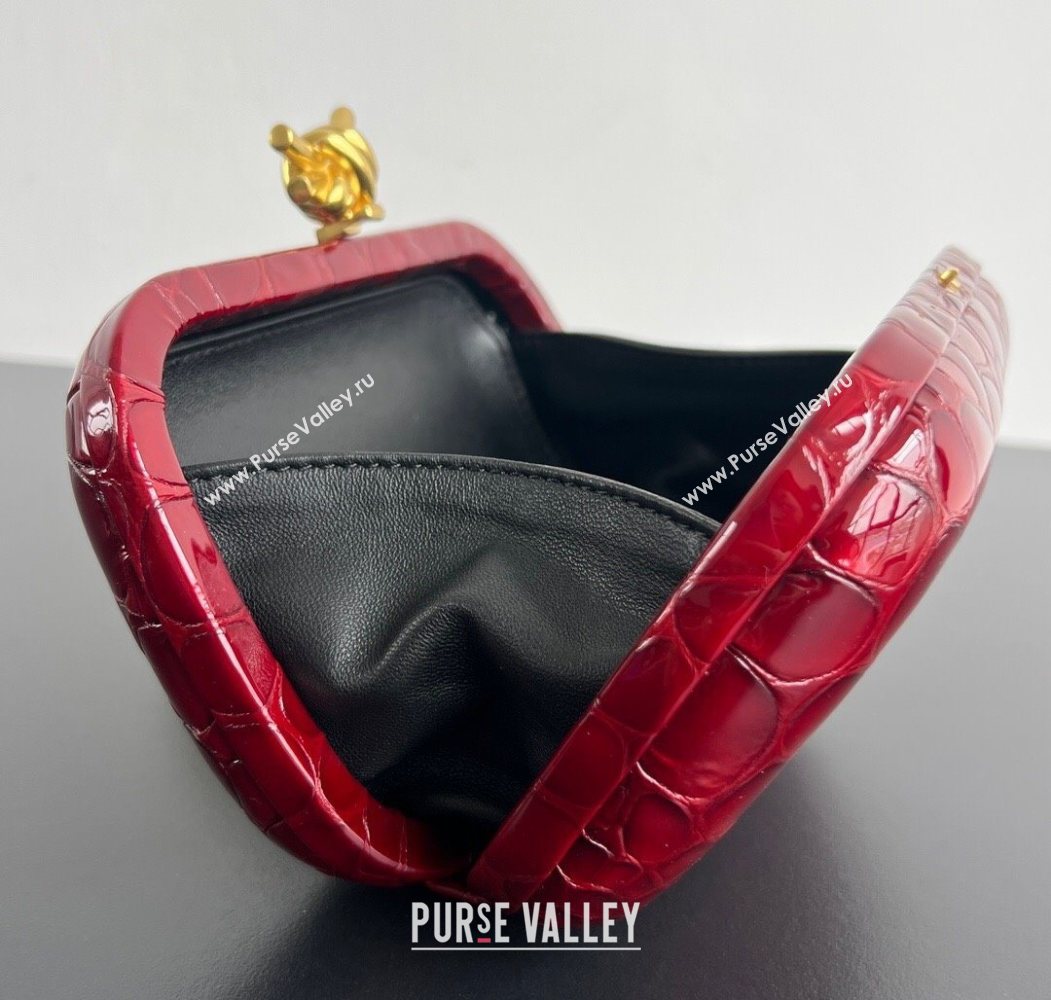 Bottega Veneta Classic Knot Clutch in Crocodile Embossed Leather Red 2025 BV062501 (YX-250625027)
