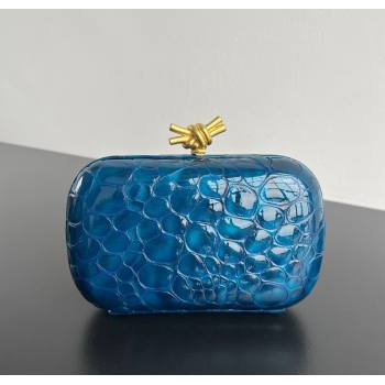 Bottega Veneta Classic Knot Clutch in Crocodile Embossed Leather Blue 2025 BV062501 (YX-250625028)