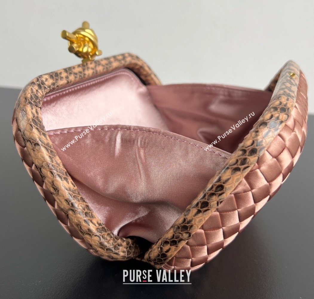 Bottega Veneta Classic Knot Clutch in Intreccio Satin Pink 03 2025 BV062501 (YX-250625003)