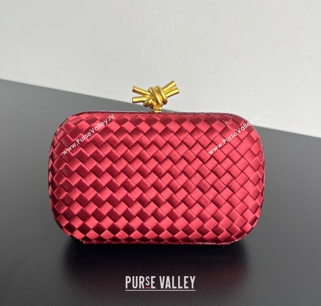 Bottega Veneta Classic Knot Clutch in Intreccio Satin Red 05 2025 BV062501 (YX-250625005)