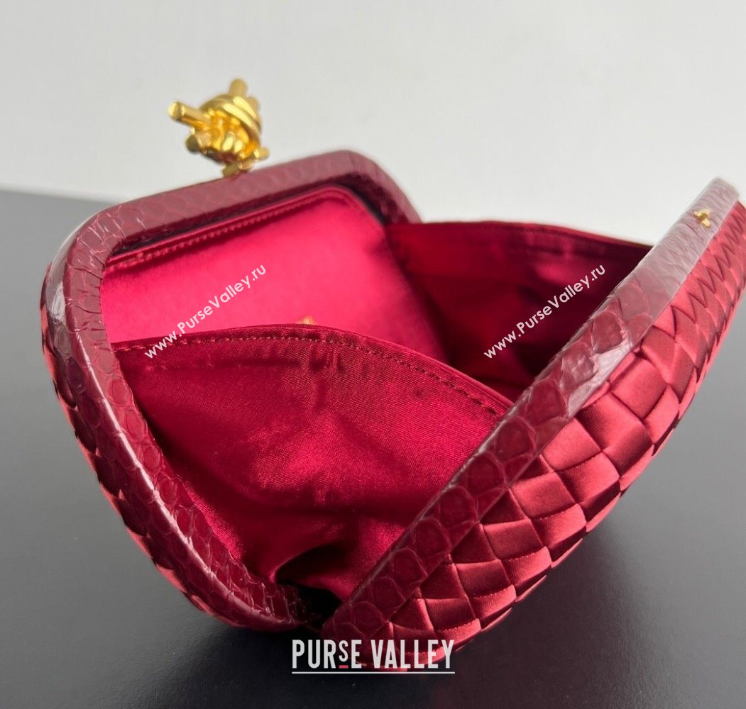 Bottega Veneta Classic Knot Clutch in Intreccio Satin Red 05 2025 BV062501 (YX-250625005)