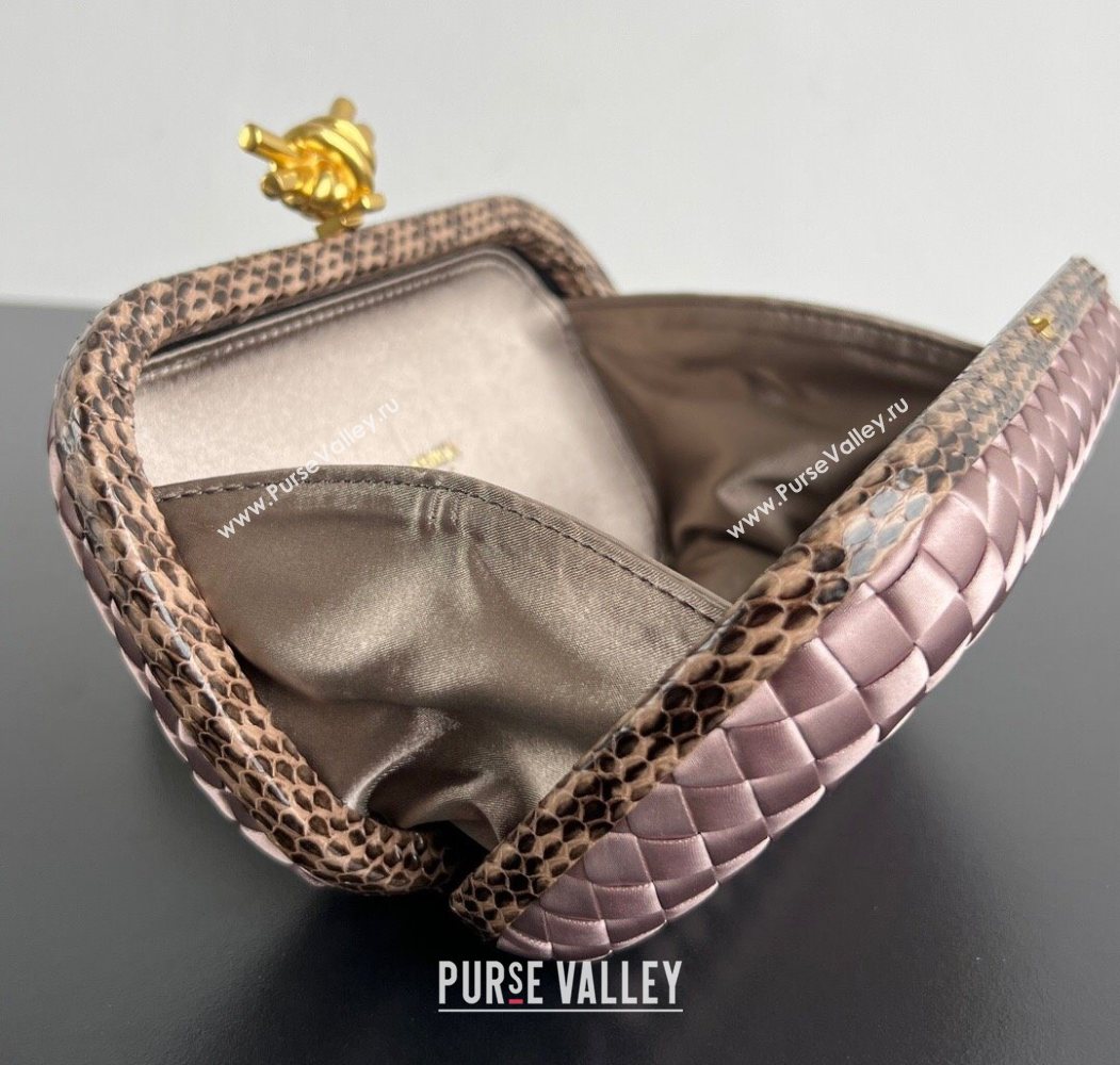 Bottega Veneta Classic Knot Clutch in Intreccio Satin Pink 06 2025 BV062501 (YX-250625006)