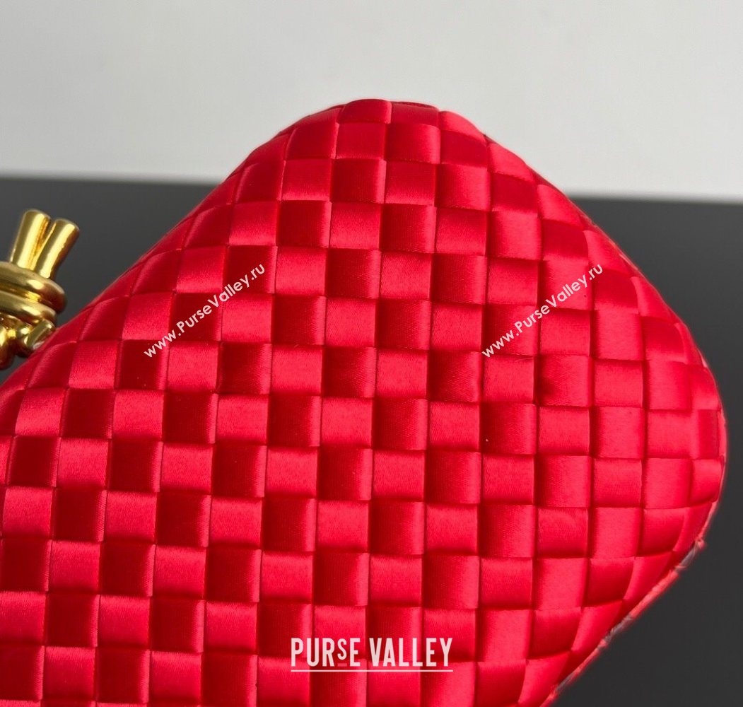 Bottega Veneta Classic Knot Clutch in Intreccio Satin Red 07 2025 BV062501 (YX-250625007)