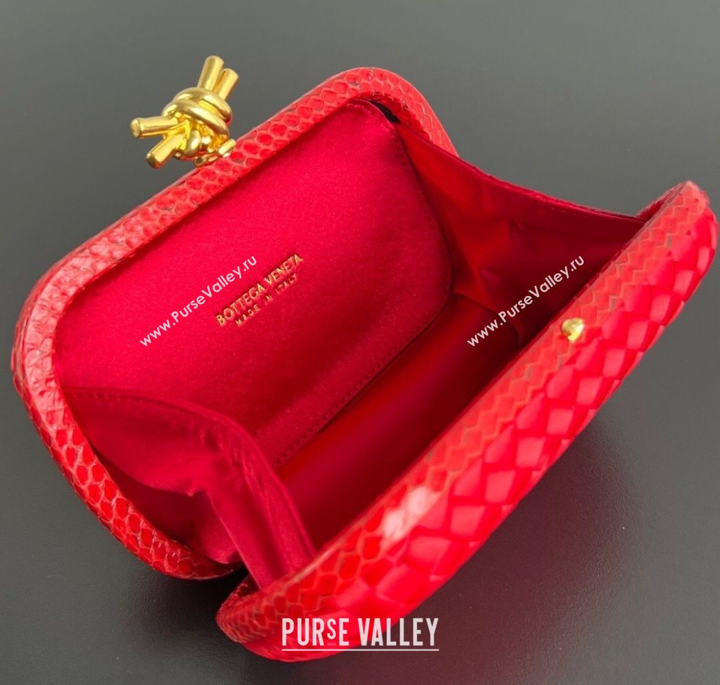 Bottega Veneta Classic Knot Clutch in Intreccio Satin Red 07 2025 BV062501 (YX-250625007)