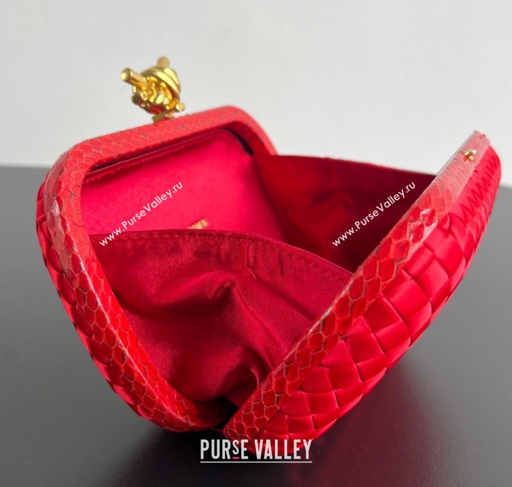 Bottega Veneta Classic Knot Clutch in Intreccio Satin Red 07 2025 BV062501 (YX-250625007)