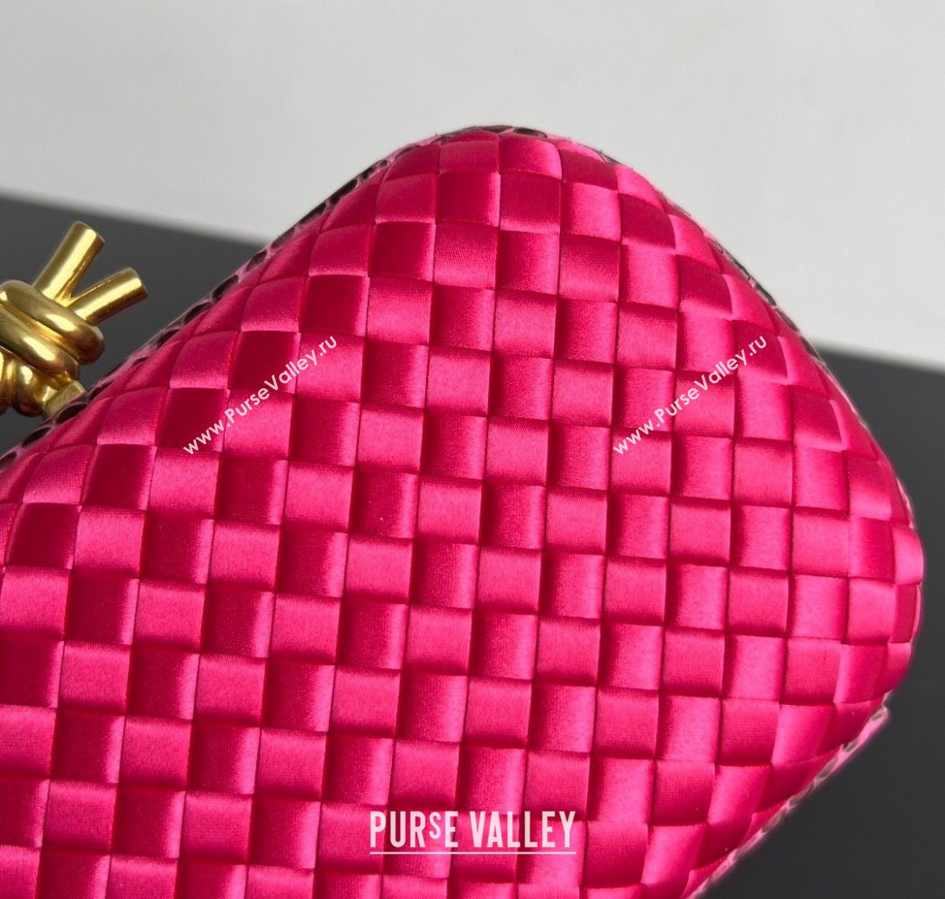 Bottega Veneta Classic Knot Clutch in Intreccio Satin Dark Pink 2025 BV062501 (YX-250625009)