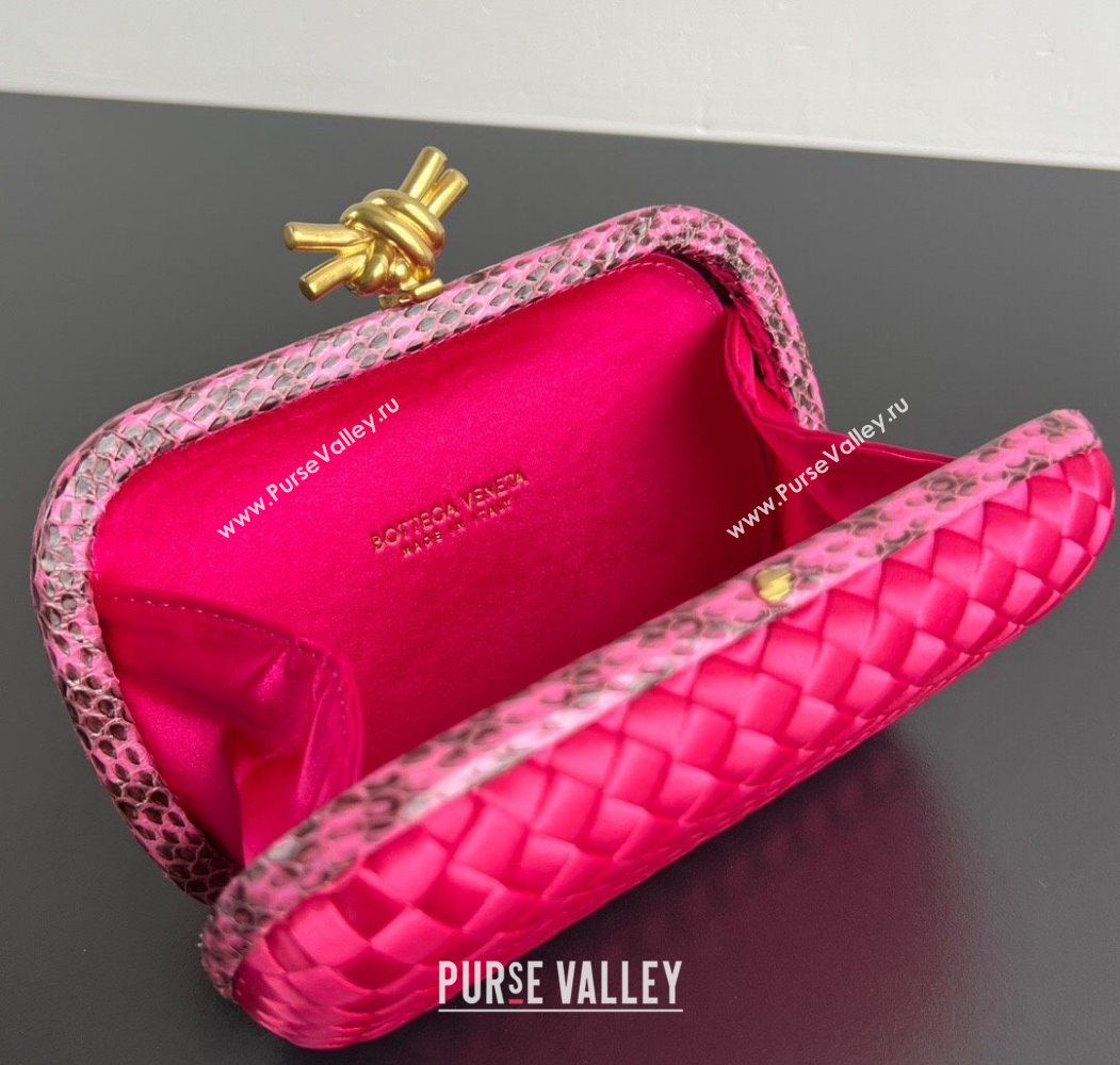 Bottega Veneta Classic Knot Clutch in Intreccio Satin Dark Pink 2025 BV062501 (YX-250625009)