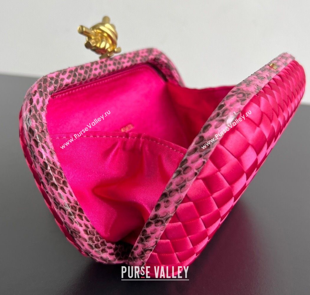 Bottega Veneta Classic Knot Clutch in Intreccio Satin Dark Pink 2025 BV062501 (YX-250625009)