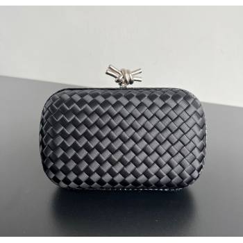 Bottega Veneta Classic Knot Clutch in Intreccio Satin Black/Silver 2025 BV062501 (YX-250625010)