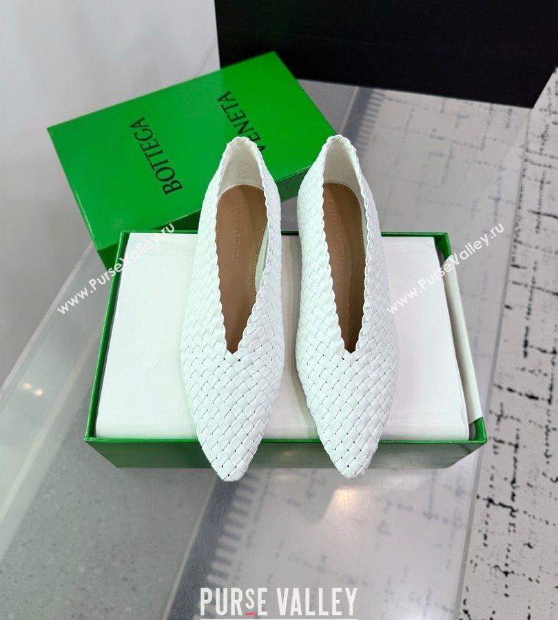 Bottega Veneta Sofia Ballerinas Flat in Padded Intreccio Leather White 2025 827698 (MD-250709059)