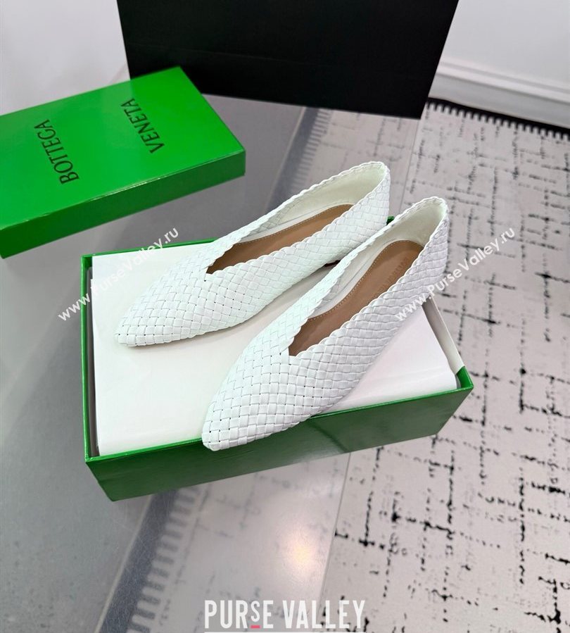 Bottega Veneta Sofia Ballerinas Flat in Padded Intreccio Leather White 2025 827698 (MD-250709059)