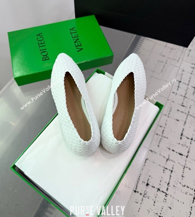 Bottega Veneta Sofia Ballerinas Flat in Padded Intreccio Leather White 2025 827698 (MD-250709059)