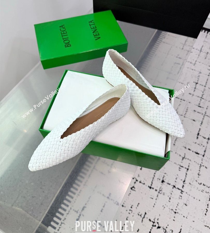 Bottega Veneta Sofia Ballerinas Flat in Padded Intreccio Leather White 2025 827698 (MD-250709059)