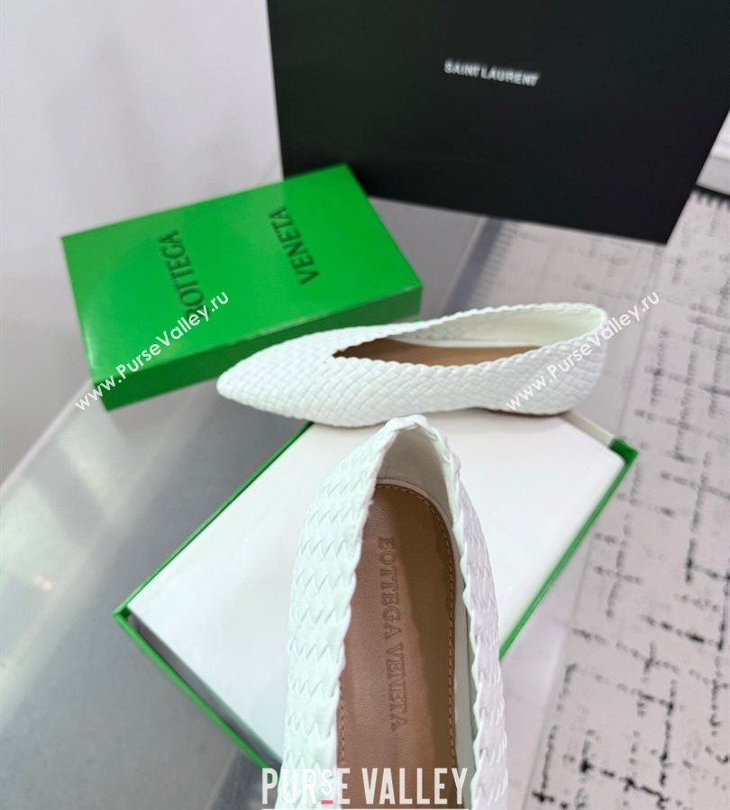 Bottega Veneta Sofia Ballerinas Flat in Padded Intreccio Leather White 2025 827698 (MD-250709059)
