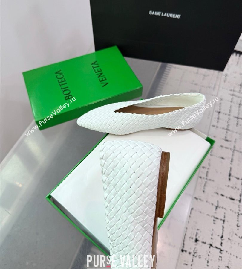 Bottega Veneta Sofia Ballerinas Flat in Padded Intreccio Leather White 2025 827698 (MD-250709059)