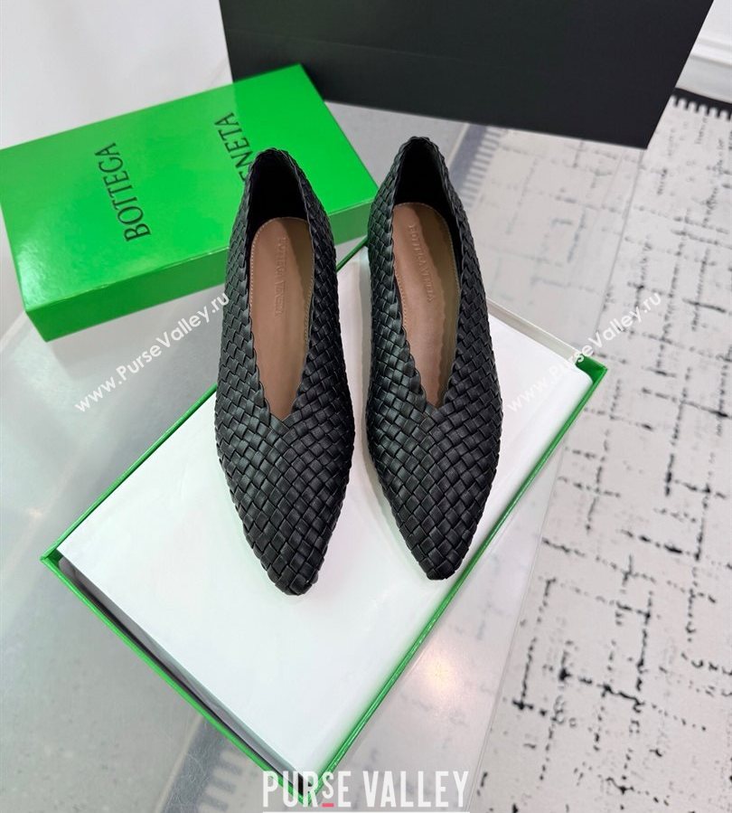 Bottega Veneta Sofia Ballerinas Flat in Padded Intreccio Leather Black 2025 827698 (MD-250709058)
