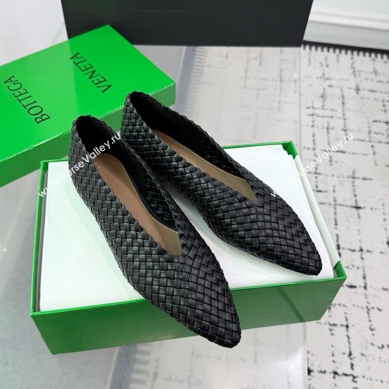Bottega Veneta Sofia Ballerinas Flat in Padded Intreccio Leather Black 2025 827698 (MD-250709058)