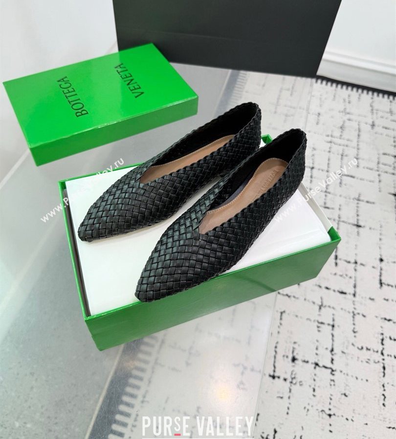 Bottega Veneta Sofia Ballerinas Flat in Padded Intreccio Leather Black 2025 827698 (MD-250709058)