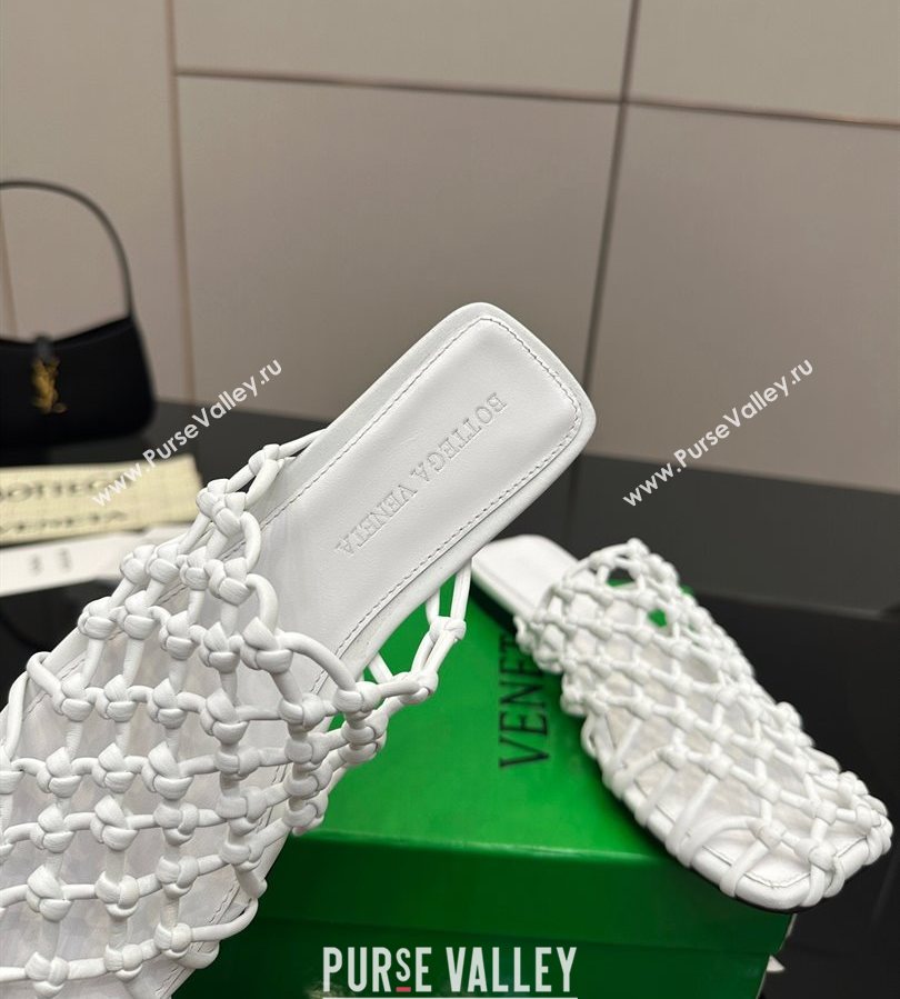 Bottega Veneta Riva Flat Slides Sandal in Woven Knotted Leather White 2025 (MD-250709064)