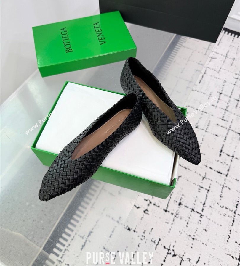 Bottega Veneta Sofia Ballerinas Flat in Padded Intreccio Leather Black 2025 827698 (MD-250709058)