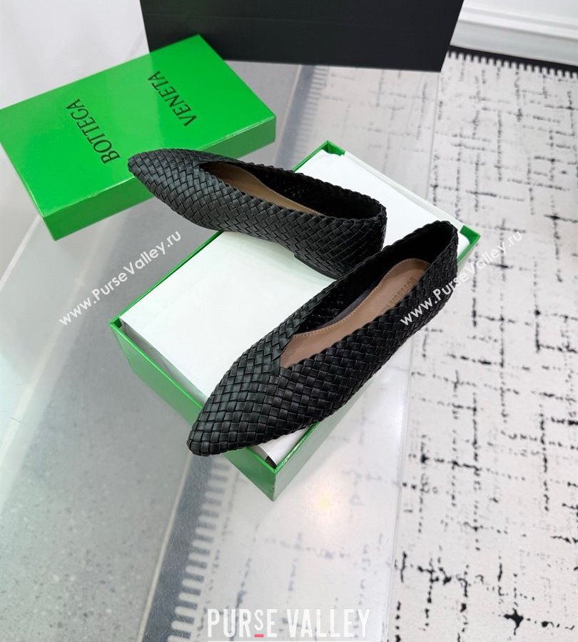 Bottega Veneta Sofia Ballerinas Flat in Padded Intreccio Leather Black 2025 827698 (MD-250709058)