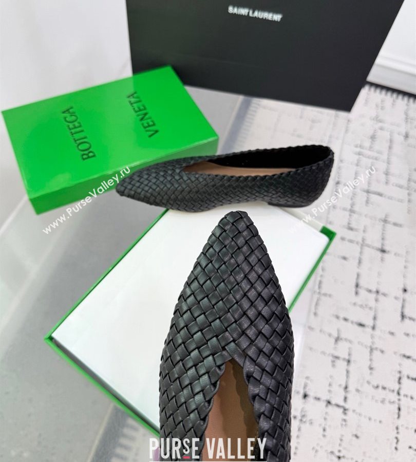 Bottega Veneta Sofia Ballerinas Flat in Padded Intreccio Leather Black 2025 827698 (MD-250709058)