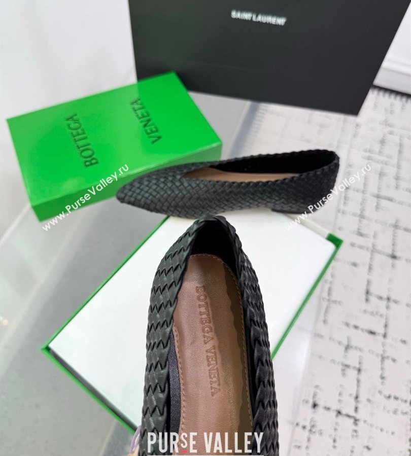 Bottega Veneta Sofia Ballerinas Flat in Padded Intreccio Leather Black 2025 827698 (MD-250709058)