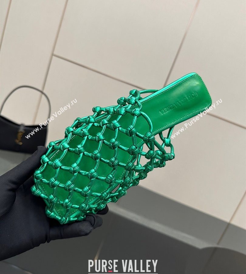 Bottega Veneta Riva Flat Slides Sandal in Woven Knotted Leather Green 2025 (MD-250709069)